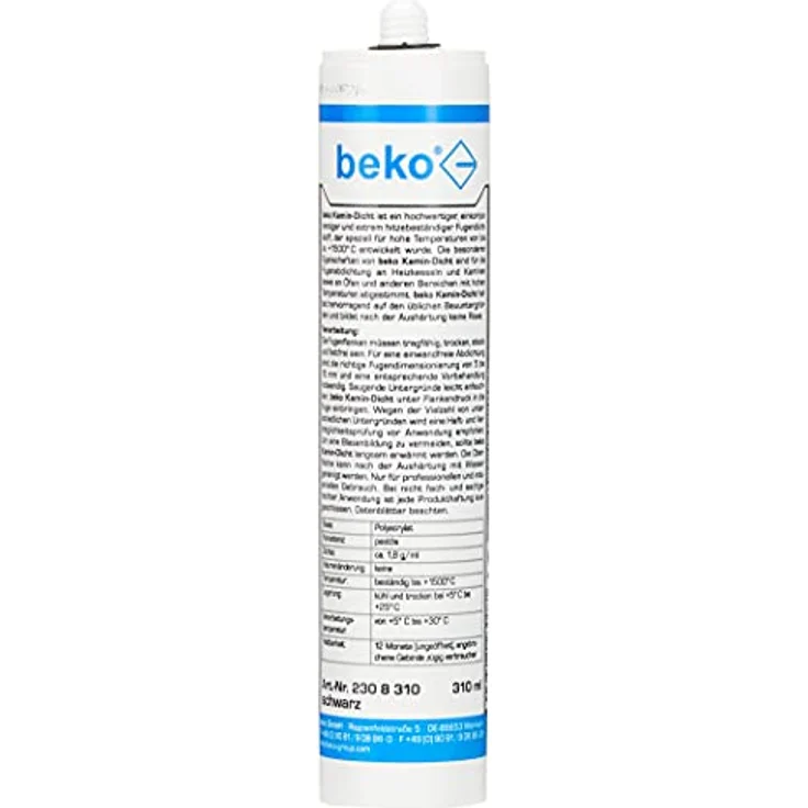 beko Kamin-Dicht 310 ml schwarz, Hitzebeständiger Spezial-Dichtstoff bis +1.500° C, Aushärtezeit 4-5 mm/Tag – Bild 2