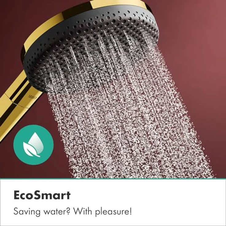 hansgrohe Raindance Alive Select S, Duschbrause mit Wassersparfunktion, Anti-Kalk und drei Strahlarten, polierte Gold-Optik, 7,1 l/min – Bild 4