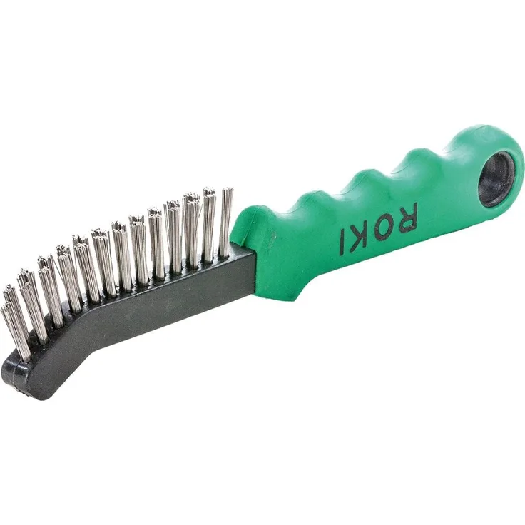 ELC Drahtbürste ROKI V4A glatt 0,3mm Lessmann, Drahthandbürste mit Messingdraht, Buchenholzgriff