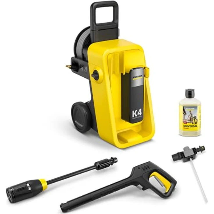 Kärcher Home & Garden K 4 Comfort Premium Hochdruckreiniger 130 bar, langlebiger wassergekühlter Motor, komfortable Schlauchtrommel mit PremiumFlex-Schlauch, 4-in-1-Multi Jet-Strahlrohr, Quick Connect-System, inkl. 1 Liter Reinigungsmittel – Bild 1