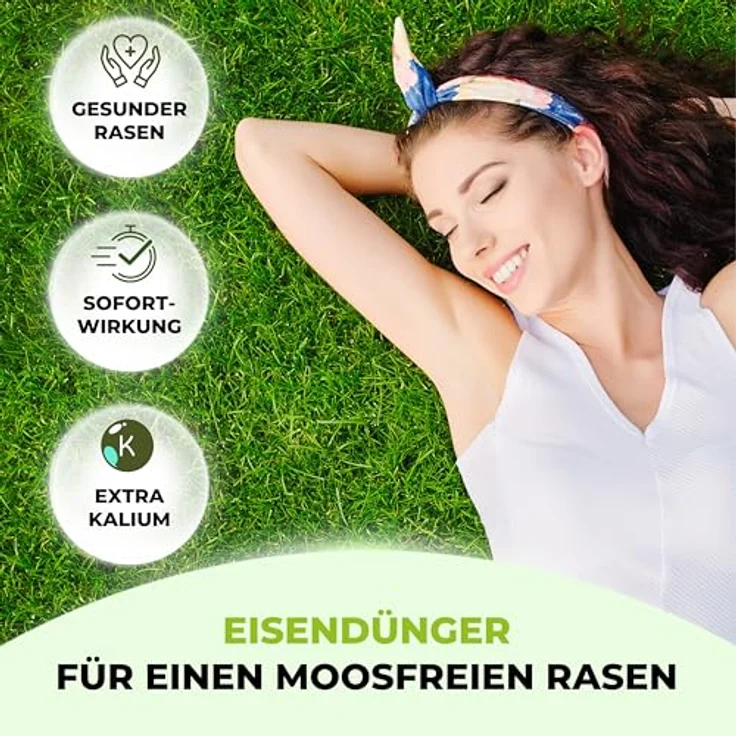 TerraUno Rasendünger Frühjahr Mooslos Glücklich, Eisendünger gegen Moos, 10 kg für 300 m², extrafeines Granulat, Dünger für den Streuwagen – Bild 4