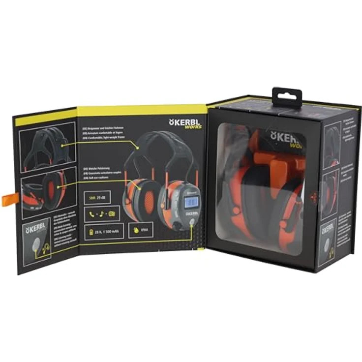 Kerbl Kapselgehörschutz Multimedia Gehörschützer mit Radio- und Bluetooth-Funktion, 29 dB Dämmwert, schwarz/orange – Bild 6