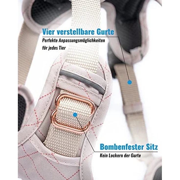 FREUDENTIER® Hundegeschirr mit atmungsaktiver Polsterung - Bombenfester Sitz - Anti Zieh Brustgeschirr für große, mittelgroße und kleine Hunde (L) – Bild 4