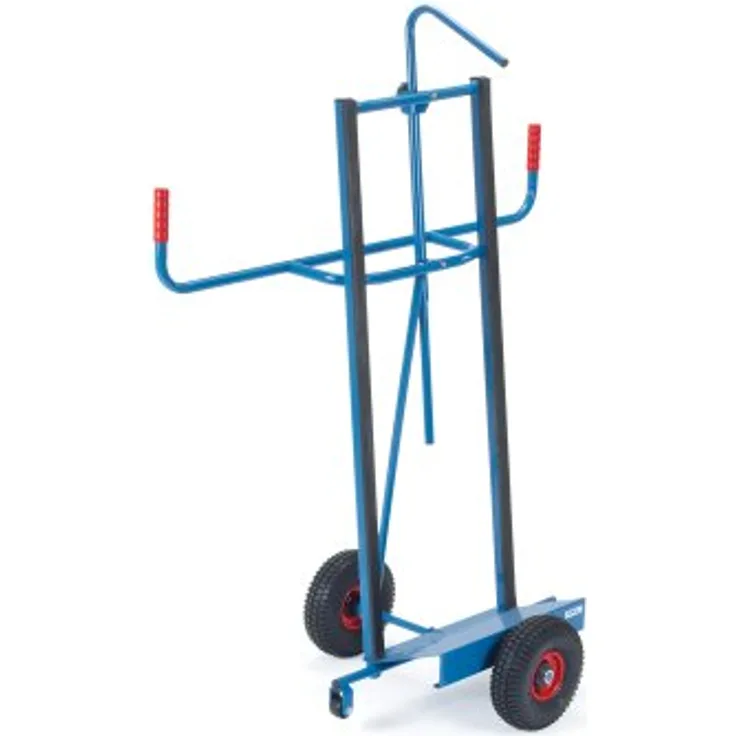 Fetra Plattenkarre, Stahlrohr-Konstruktion mit pulverbeschichteter Schaufel in blau, Luft-Bereifung, Tragkraft 400 kg, zum Längstransport von Holz- und Kunststoffplatten