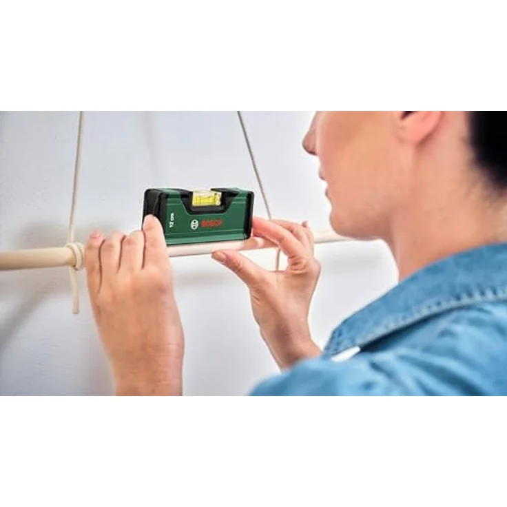 Bosch Wasserwaage 12cm (Mini-Wasserwaage; präzises Ausrichten mit fluoreszierender Libelle für horizontales Ablesen; Aluminiumgehäuse; Softgrip-Stoßfänger; V-Nut) – Bild 2