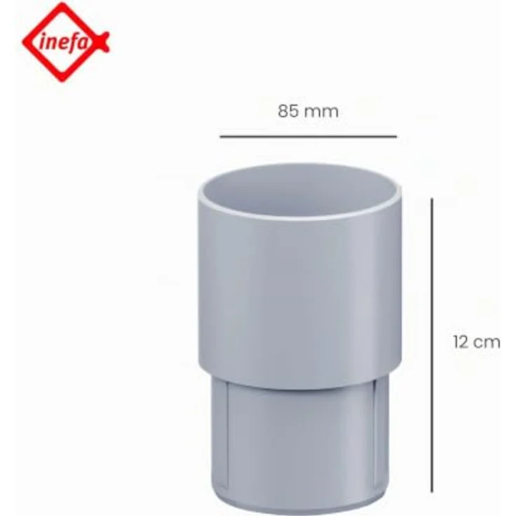 INEFA Fallrohr Verbinder DN85 / 85mm, PVC Kunststoff, grau, witterungs- und UV-beständig, einfache Montage – Bild 2