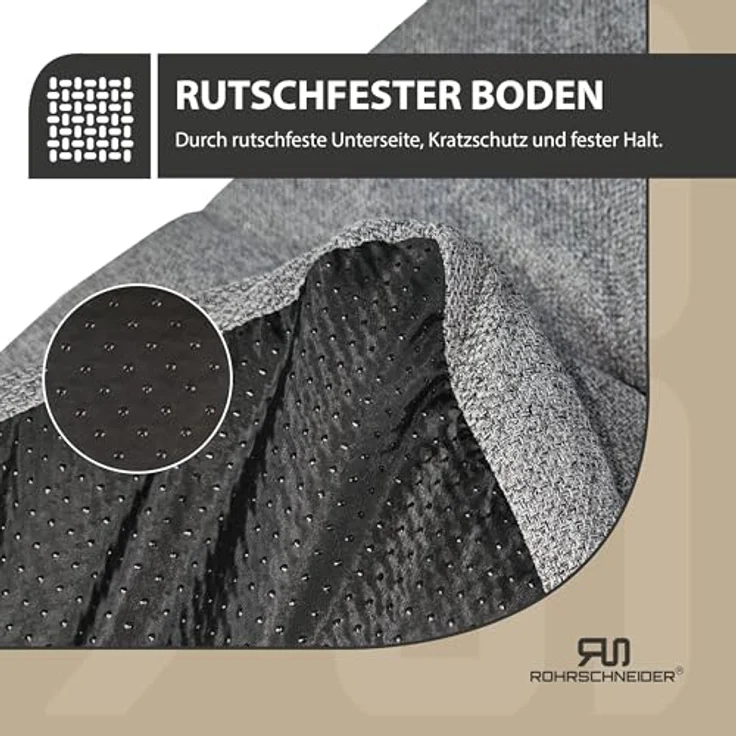 Rohrschneider Hundebett Made in EU | Hundematte mit Anti-Rutsch | strapazierfähiges Hundekissen für kleine, mittelgroße & große Hunde | Katzenbett | inkl. Futternapf | Gr. 2 (grau, 50 x 80 x 7 cm) – Bild 5