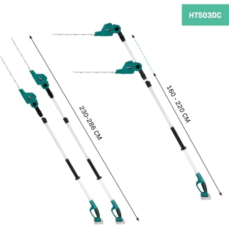 VONROC Teleskop Heckenschere Akku 20V, Astschere mit 40 cm Klinge, neigbarem Kopf und Teleskopstiel bis 260 cm – Bild 8
