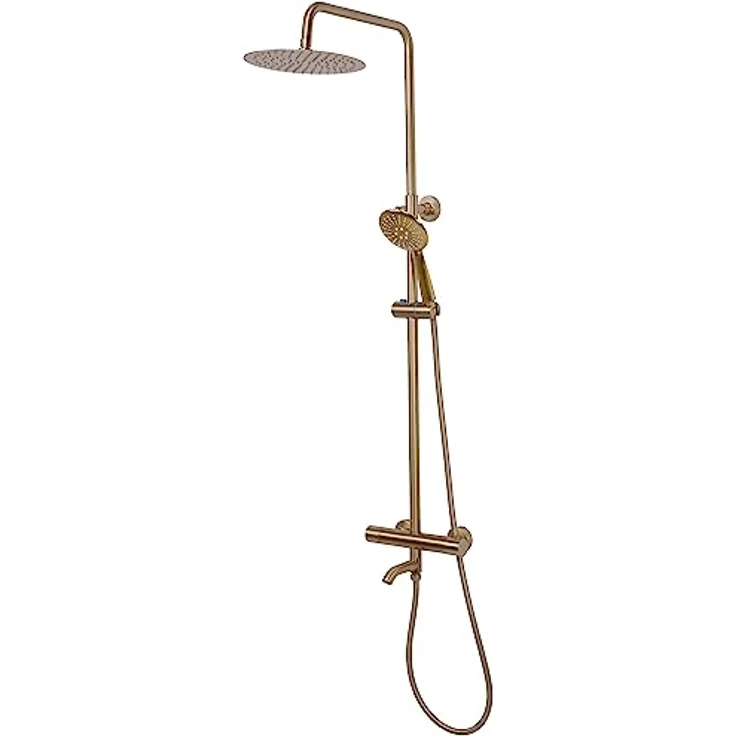 wohnwerk.idee Duschsystem Dusche mit Thermostat Lungo Gold Matt Gebürstet, langlebig und korrosionsbeständig – Bild 4