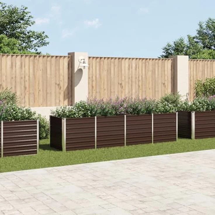 vidaXL Garten-Hochbeet Braun 320 x 80 x 77 cm Verzinkter Stahl – Bild 2