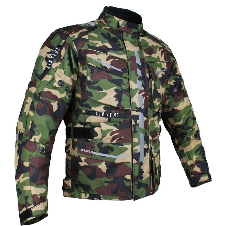 Alpha Speeds Motorradjacke Herren Biker wasserdicht mit Protektoren, Camouflage Grün, All Season
