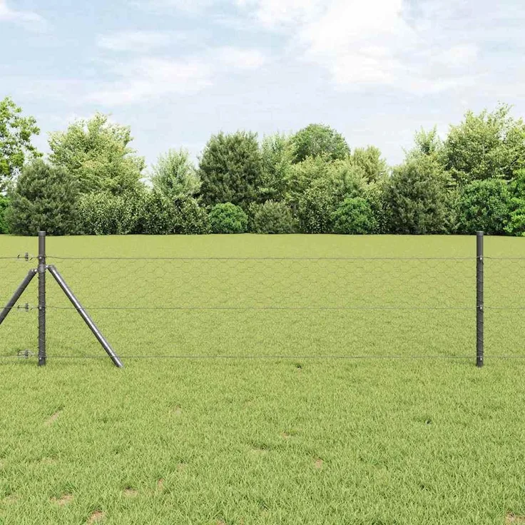 Prolenta Maison Exclusive Sechseckgeflechtzaun, 1,4 x 10 m, PVC Grau, langlebig und flexibel mit guter Sichtbarkeit und Luftzirkulation