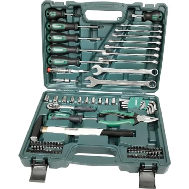 Brüder Mannesmann Werkzeugsatz 85-teilig, Ratschen, Steckschlüssel und Bits im stabilen Kunststoffkoffer für Haushalt, Werkstatt und Kfz-Reparatur, M29081 – Bild 1