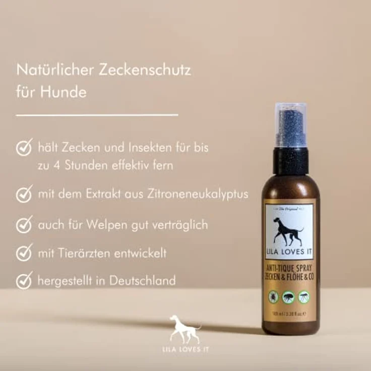 LILA LOVES IT Natürlicher Insektenschutz für Hunde – Anti Zecken Spray mit ätherischem Öl, Effektiver Schutz vor Zecken, Mücken & Flöhen, Anti-TIQUE Spray, 100 ml – Bild 2
