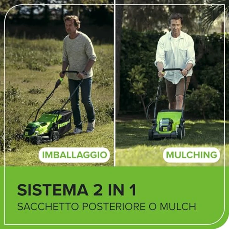 Greenworks GD24LM33, Rasenmäher mit 33 cm Schnittbreite, 30 l Grasfangsack und bürstenlosem Motor, akkubetrieben – Bild 7