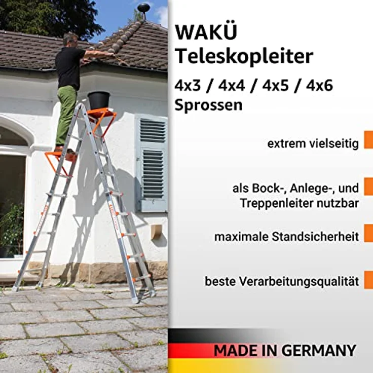 WAKÜ Teleskopleiter Modell 103 - Maximale Leiterlänge 6,40 m – Bild 9