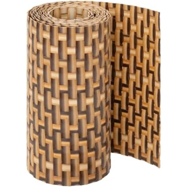 Jardinion Sichtschutzstreifen Rattan Optik, 250 x 19 cm, hellbraun, blickdicht und witterungsbeständig für Balkon und Gartenzaun