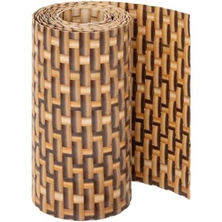 Jardinion Sichtschutzstreifen Rattan Optik, 250 x 19 cm, hellbraun, blickdicht und witterungsbeständig für Balkon und Gartenzaun – Bild 1