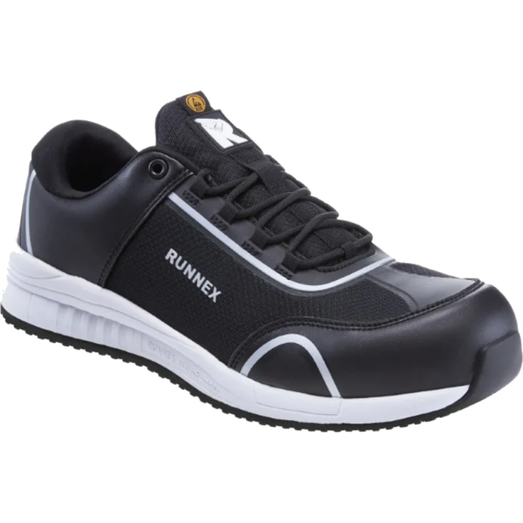 ruNNex SportStar S1PS ESD, Sicherheitsschuh Halbschuh mit Composite-Zehenschutz, schwarz-weiß, Gr. 39