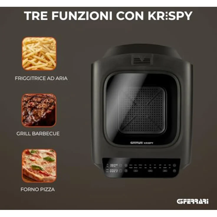 G3 Ferrari Pizzaofen Krispy, 3 in 1 mit Sichtfenster, 18 Programme und digitalem Display, inkl. umfangreichem Zubehör – Bild 6