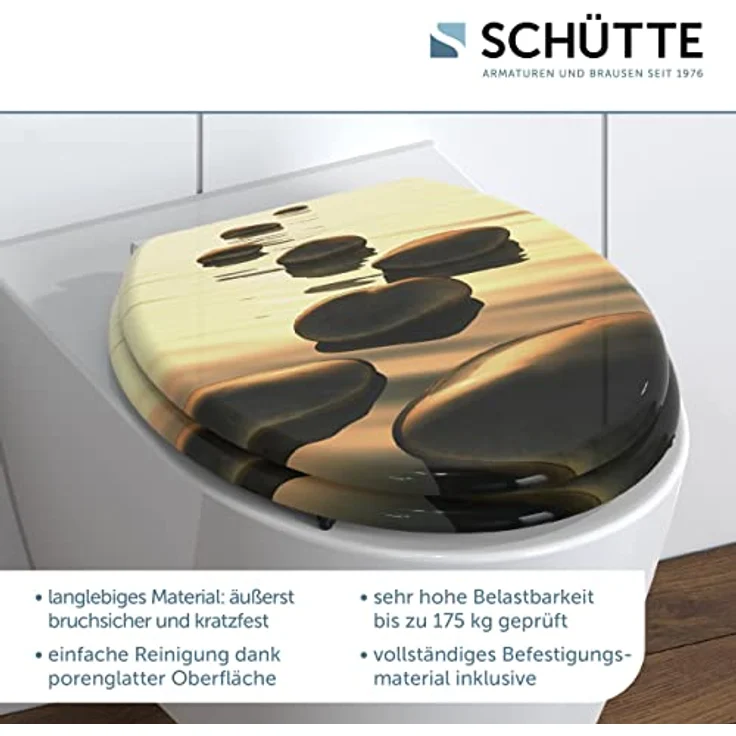 Schütte MDF WC-Sitz Sea Stone, langlebiger Toilettendeckel mit hygienischer Oberfläche und einfacher Montage – Bild 2
