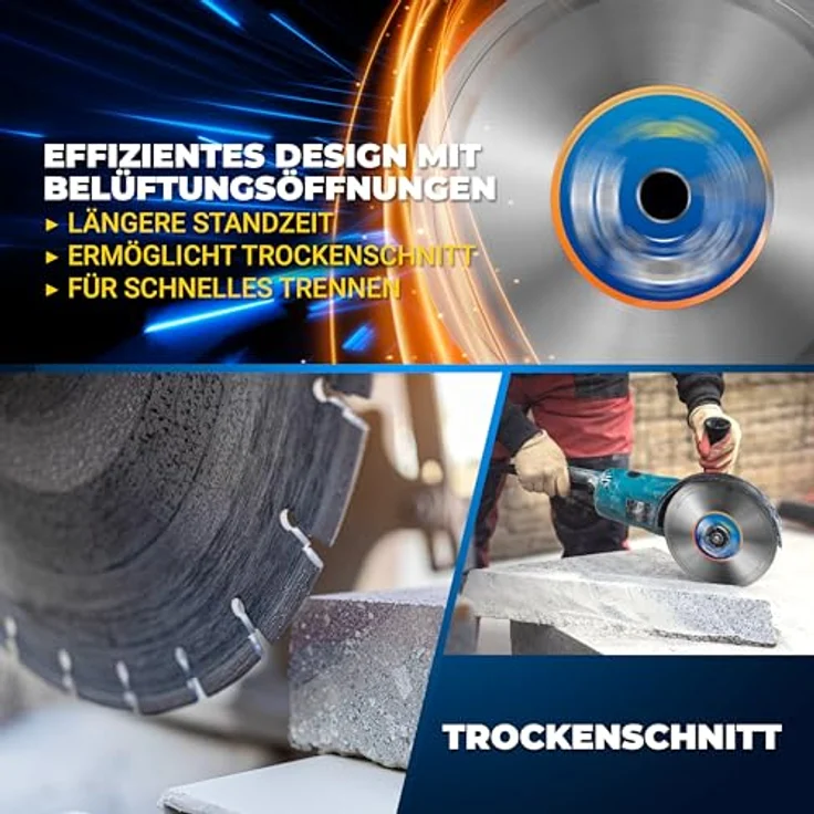 S&R UNICUT Diamanttrennscheibe 230 x 22,2 mm, für Beton, Naturstein und Ziegel, hohe Standzeit, geeignet für Winkelschleifer und Motortrennschleifer – Bild 5