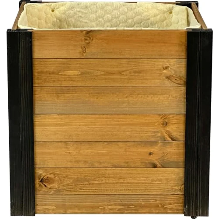 dobar® Rollbares Hochbeet mit Staufach inkl. Schafswolle Gr. M - 60 x 40 x 62 cm - Schwarz-Braun – Bild 2