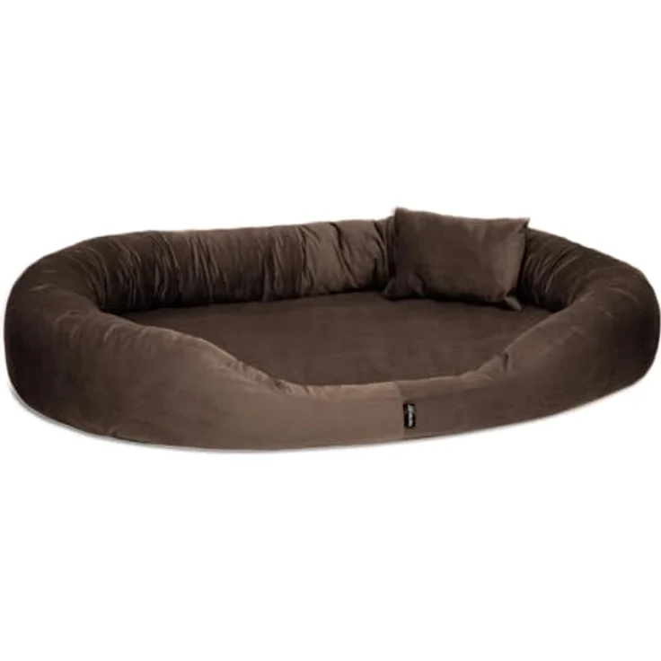 tierlando® Orthopädisches Hundebett Sammy | High-Tech-Velours | Dicke Umrandung | XXL Hundesofa Braun 140 cm – Bild 2