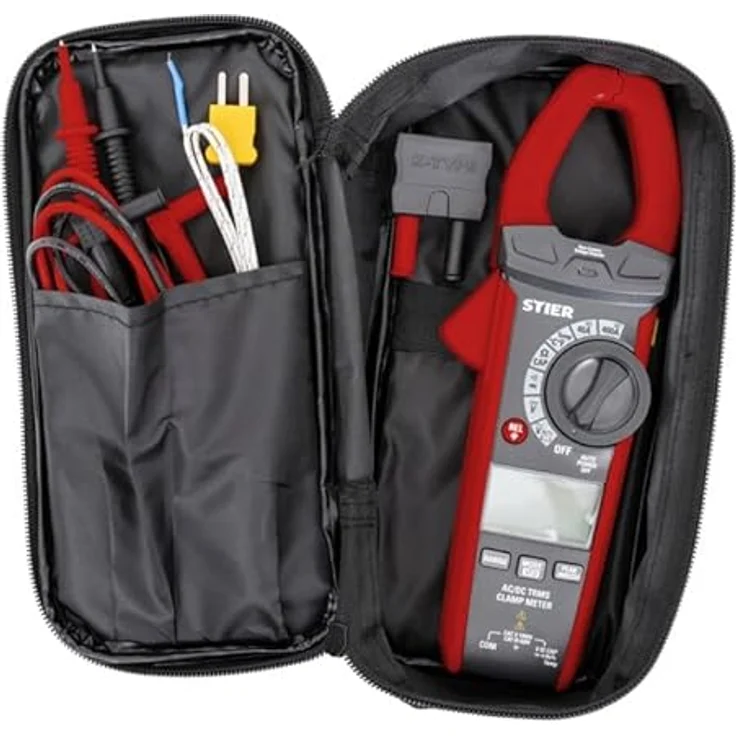 Stier Multimeter STIER Digitale Stromzange AC/DC 1000V 400A 40MΩ 100kHz mit Beleuchtetem Display, Taschenlampe und Datenhalte-Funktion – Bild 8