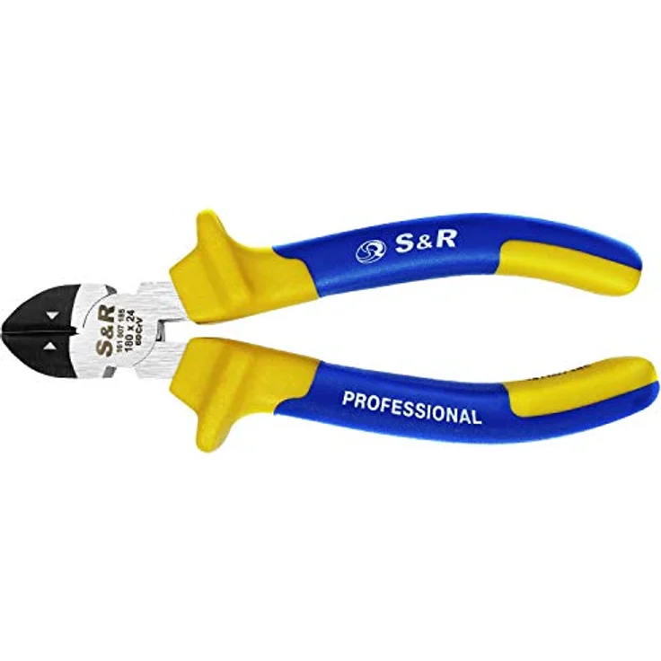 S&R Seitenschneider 180 x 24 mm, gehärtete Cr-V Schneidbacken, phosphatiert, handschonender Griff mit Mehrkomponenten-Hüllen, 290 g – Bild 1