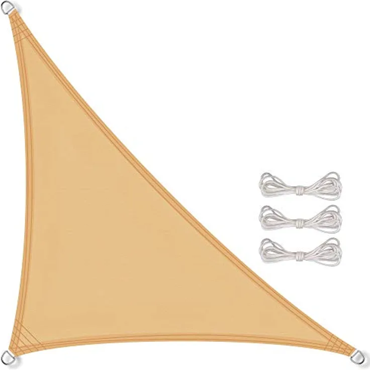 CelinaSun Sonnensegel PES Dreieck rechtwinklig 2,5x2,5x3,5m Sand beige UPF 50+ Premium Sonnenschutz inkl Befestigungsseile