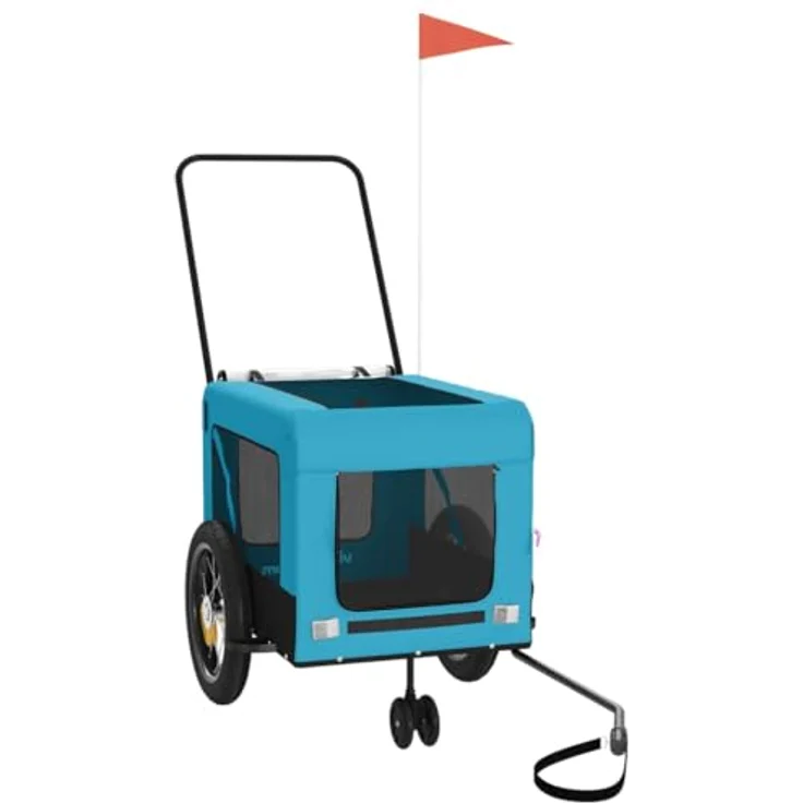 vidaXL Hunde-Transportbox Fahrradanhänger Blau und Schwarz Oxford-Gewebe Eisen, 30 kg Belastbarkeit – Bild 4