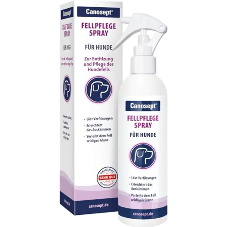 Canosept Fellpflege Spray, 250 ml, für glänzendes und entfilztes Hundefell, alkoholfrei