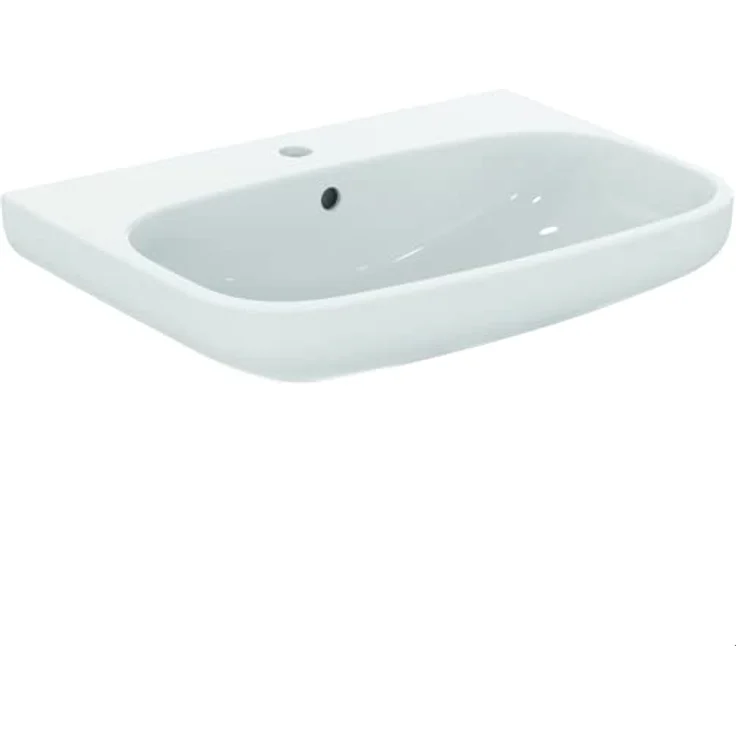 Ideal Standard Waschtisch i.life A, 65x48 cm, 1 Hahnloch mit Überlauf, Alpinweiß, wandhängend, Feinfeuerton – Bild 1