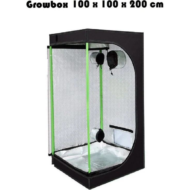JUNG Gewächshaus Growbox Growzelt Indoor 100x100x200cm - 600D Oxford-Stoff, reflektierende Mylar-Wände, wasserdicht, lichtdicht, inkl. Bodenmatte – Bild 1