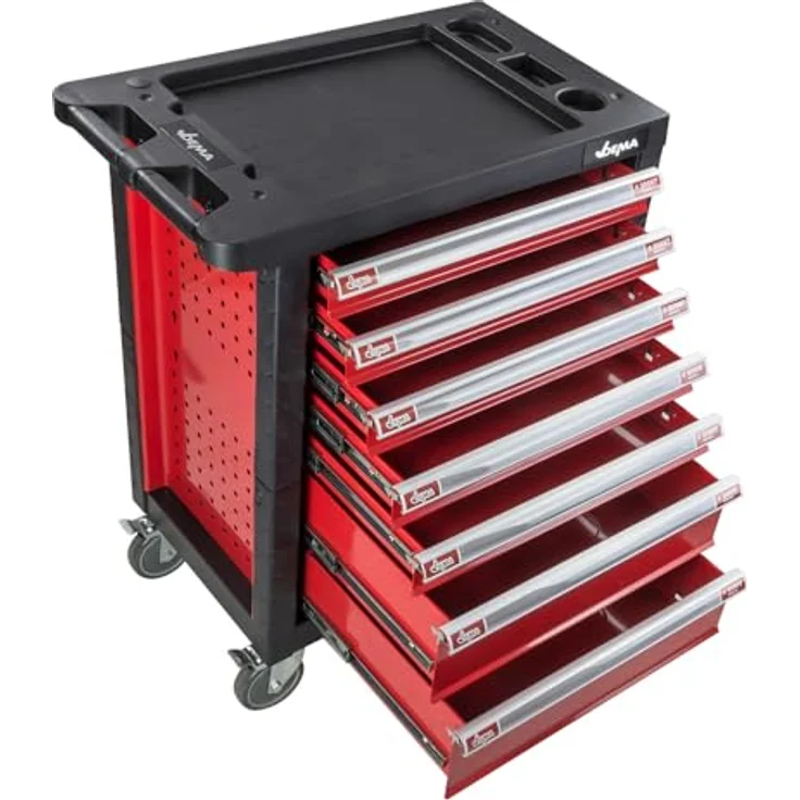 Werkstattwagen Werkzeugwagen Carlos Rollwagen mit 7 Schubladen Fahrbar Leer – Bild 6