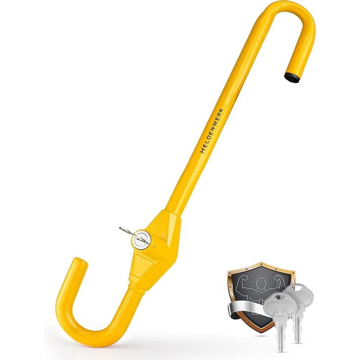 Heldenwerk Lenkradkralle Diebstahlsicherung Lenkradsperre Auto universal gelb 	Maße: 63x12x5cm	Farbe: gelb	Material: gehärteter Stahl – Bild 1