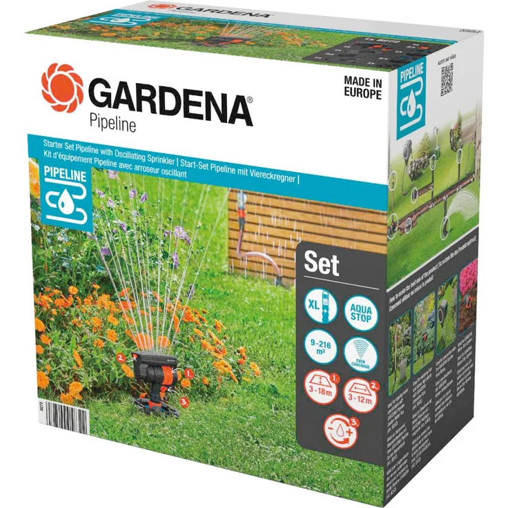 Gardena Sprinklersystem Start-Set Pipeline Viereckregner (8272-20)