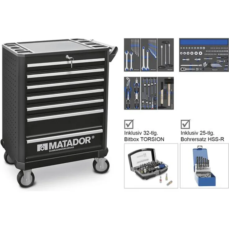 Matador Werkstattwagen RATIO 7S mit Werkzeug-Satz UNIVERSAL, 170 tlg., 1030x790x470 mm, 81639550
