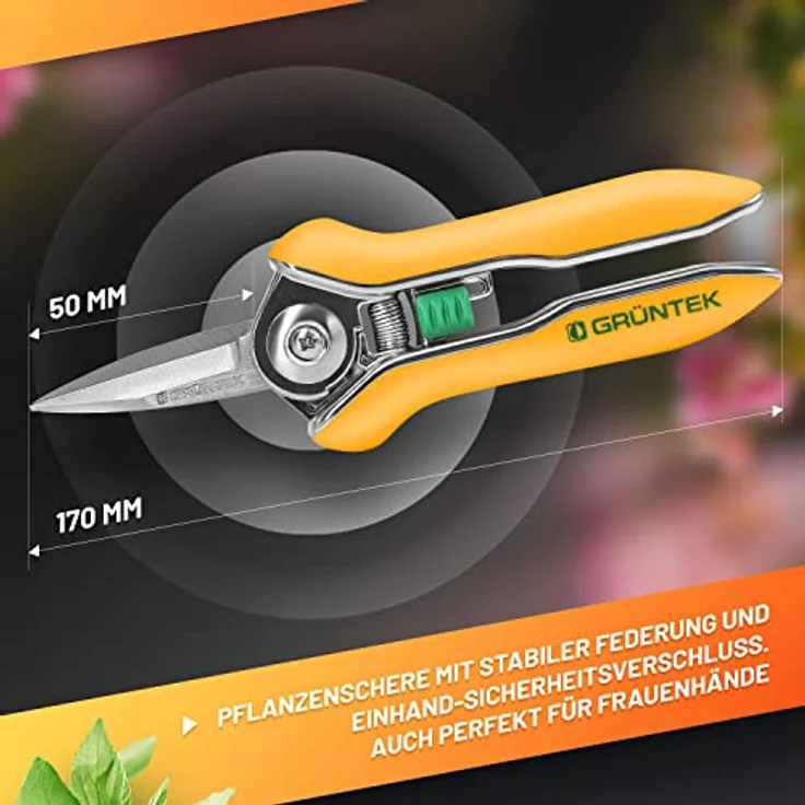 GRÜNTEK Colibri Rosenschere, 170 mm Bypass Gartenschneider mit Edelstahlklingen und Soft-Touch Ergo-Griff – Bild 5