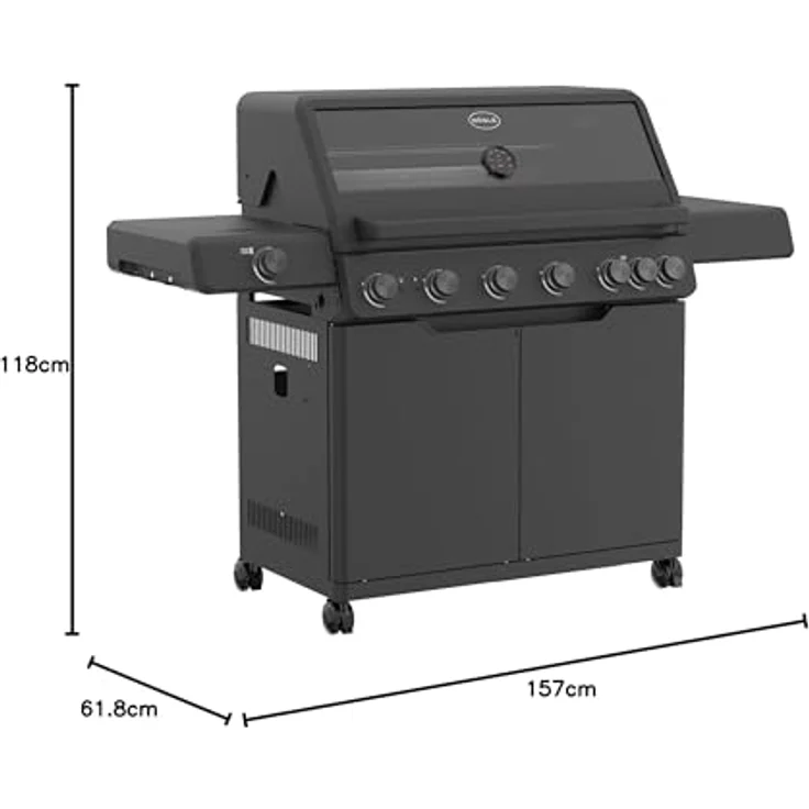 RÖSLE Gasgrill ALLFLAME Hero 6 50mbar, 6 HEATSPIRE-Edelstahlbrenner, Mattschwarz – Bild 6