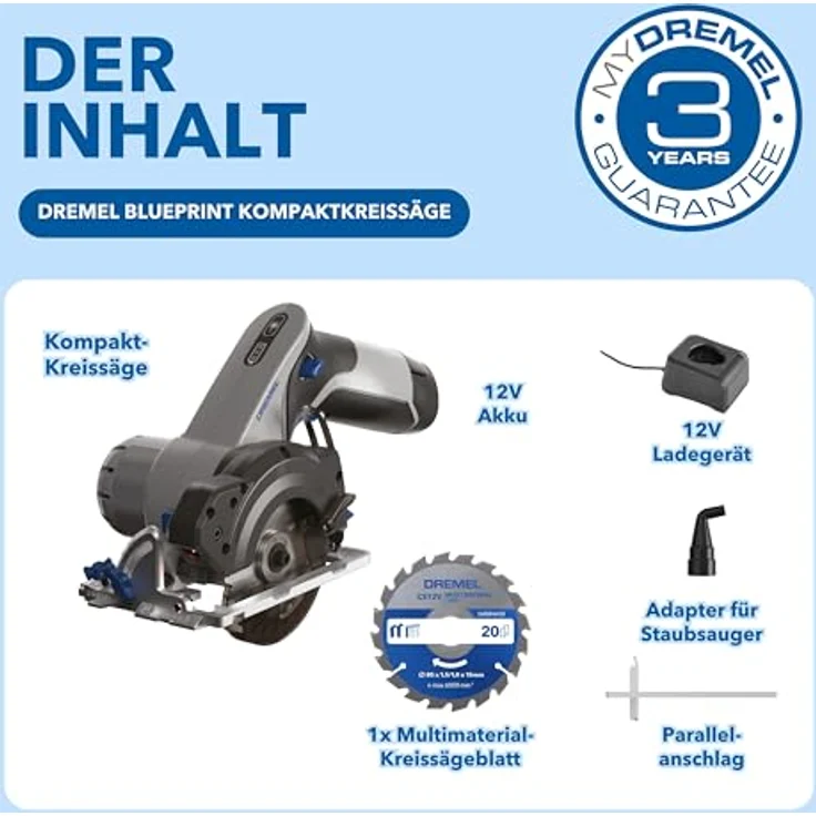 DREMEL Akku-Handkreissäge mit Laserführung, Parallelanschlag und Absaugvorrichtung – Bild 3