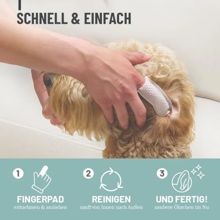 ReaVET Ohrenpflege Finger-Pads für Hunde & Katzen, 50 Stück – Sanfte Ohrreinigung mit grünem Tee & Glycerin für alle Hunderassen und Katzen, hautschonend und effektiv – Bild 4