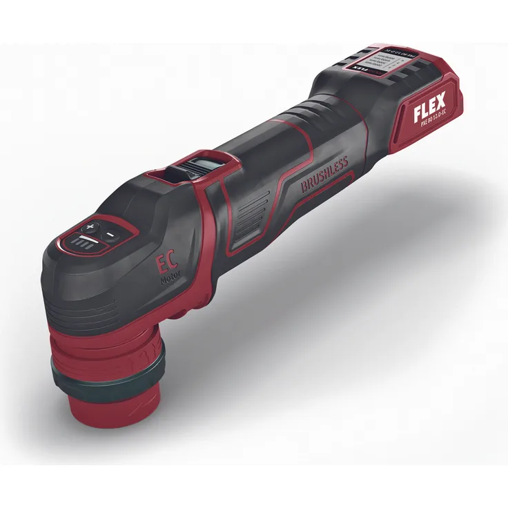 FLEX PXE 80 12-EC, Akku-Polierer 12 V mit rotativem und exzentrischem Antrieb, 80 mm Arbeitsdurchmesser, bürstenloser Motor, rot