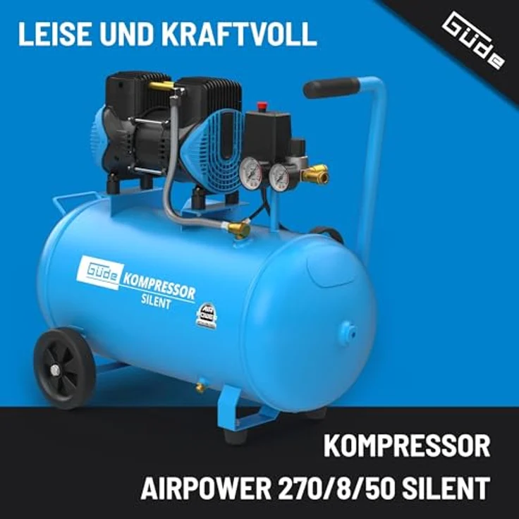 Güde Airpower Silent 270/8/50 Leiser Kompressor, 50 l Kessel, 63 dB(A) Schalldruckpegel – Bild 3