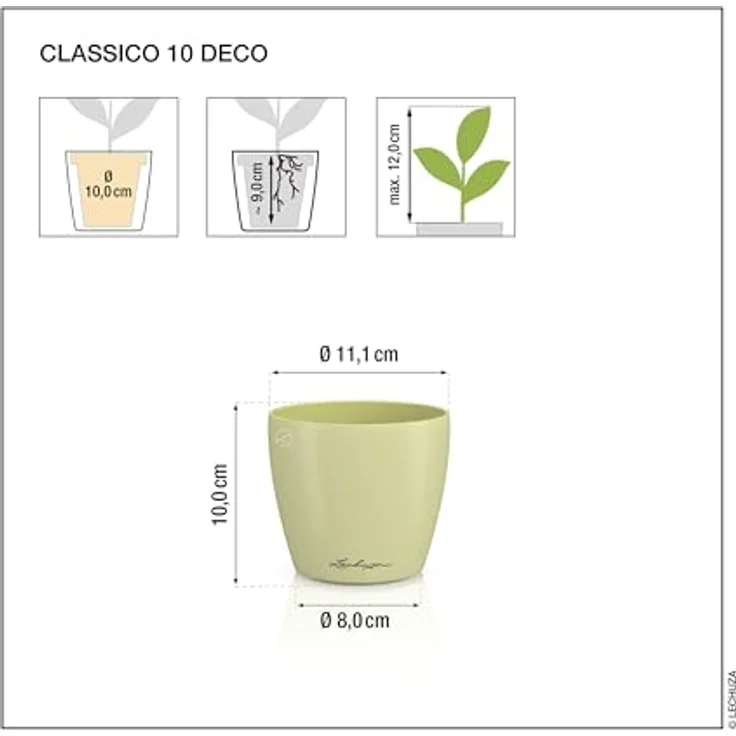 Lechuza® Übertopf Classico Color 10 DECO, Pflanzgefäß ohne Bewässerungssystem, magnolie, 0,7 l – Bild 3