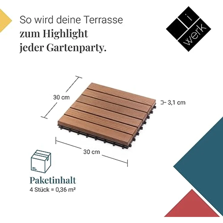 Holzfliesen Thermoesche 30 x 30 x 3,1 cm – Bild 6
