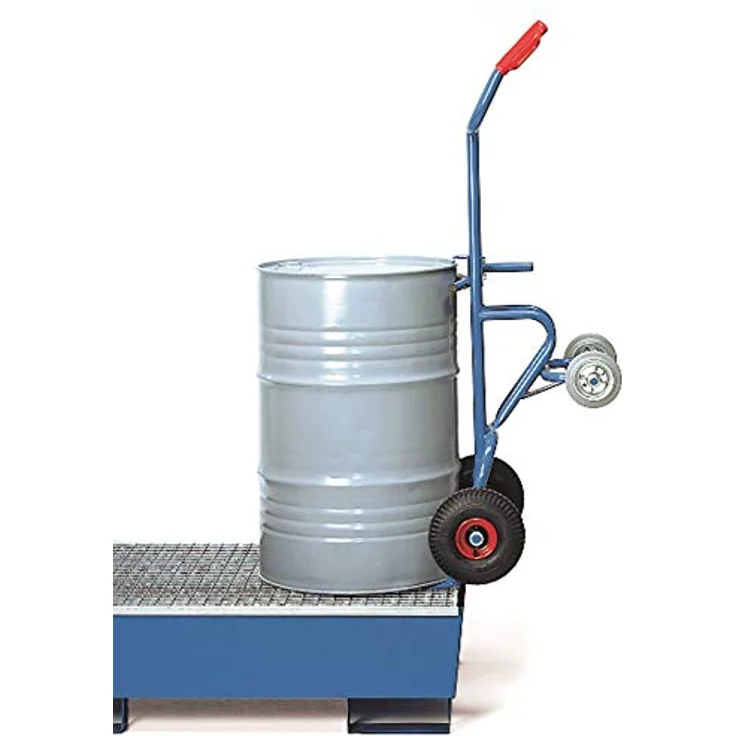 FETRA Fasskarre 2078, Sackkarre mit zwei Stützrollen und Luftbereifung, blau, Tragkraft 300 kg, für 200-Liter-Fässer – Bild 3