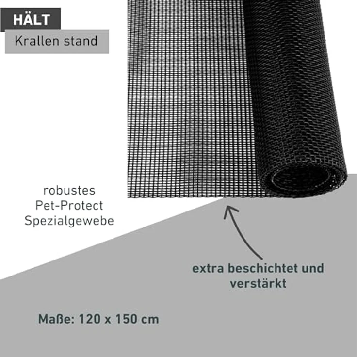 Windhager Insektenschutz Fliegengitter Pet-Protect, Insektenschutzgewebe, Krallenschutz-Gewebe, besonders reißfest, anthrazit, 120 x 150 cm, 03468 – Bild 3
