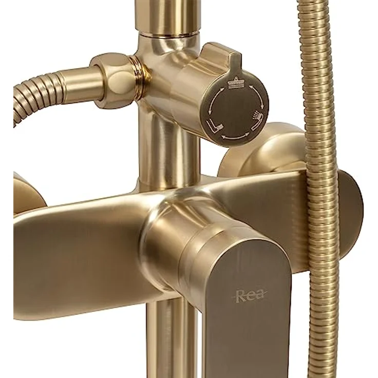 wohnwerk.idee VERSO Duscharmatur Duschsystem Regendusche in Gold Matt Schwarz, hochwertig und korrosionsbeständig – Bild 7